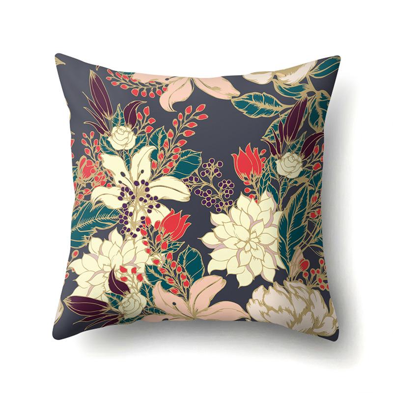 Polyester Pillowcase Plant Decoration Home Printed Pillow Car Waist Cushion Sofa Bed Head Cushion Cover
