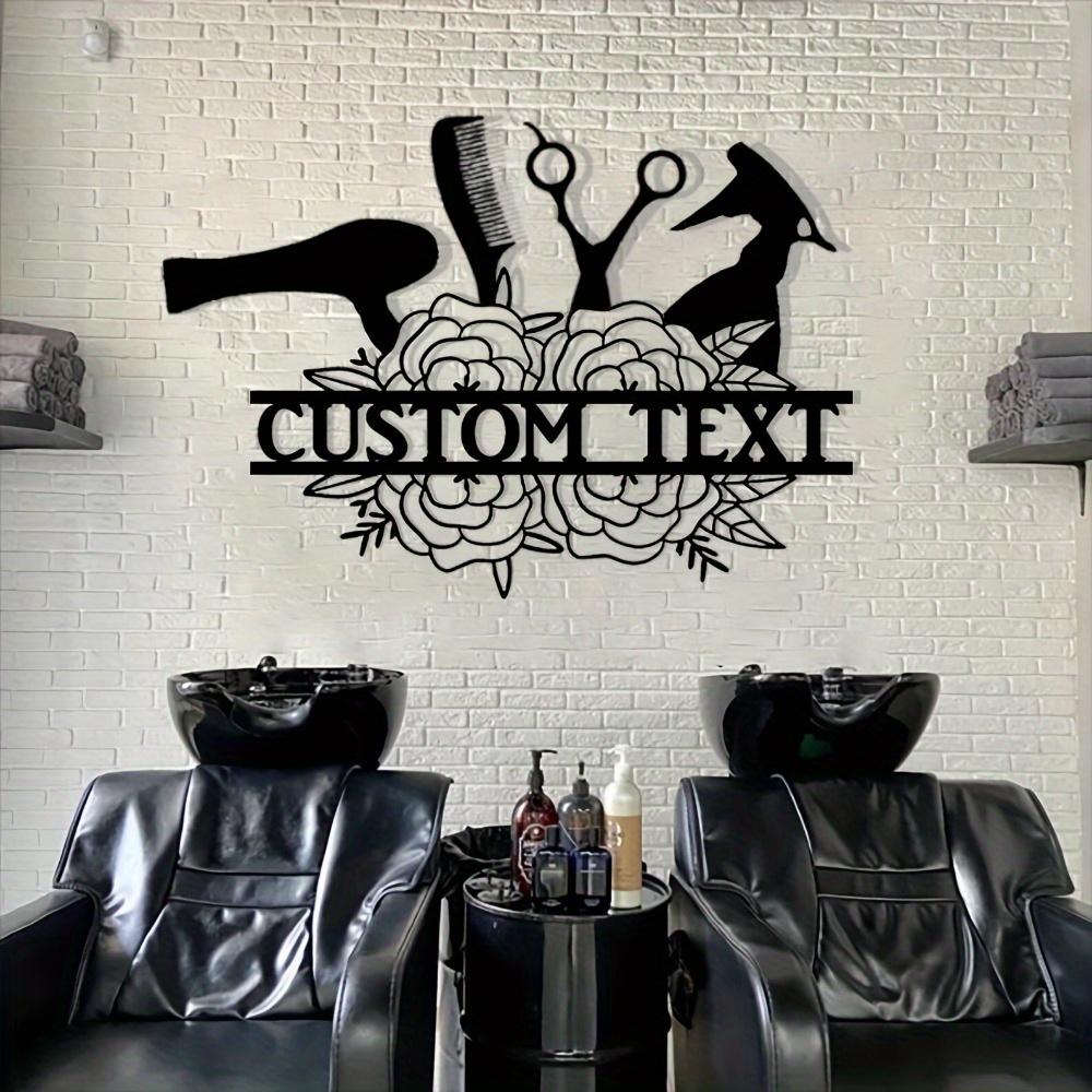 Customizable Cartoon Style Hollow Cut Metal Wall Art Matte Finish for Hair Salon Entrance Reusable Pre-Pasted