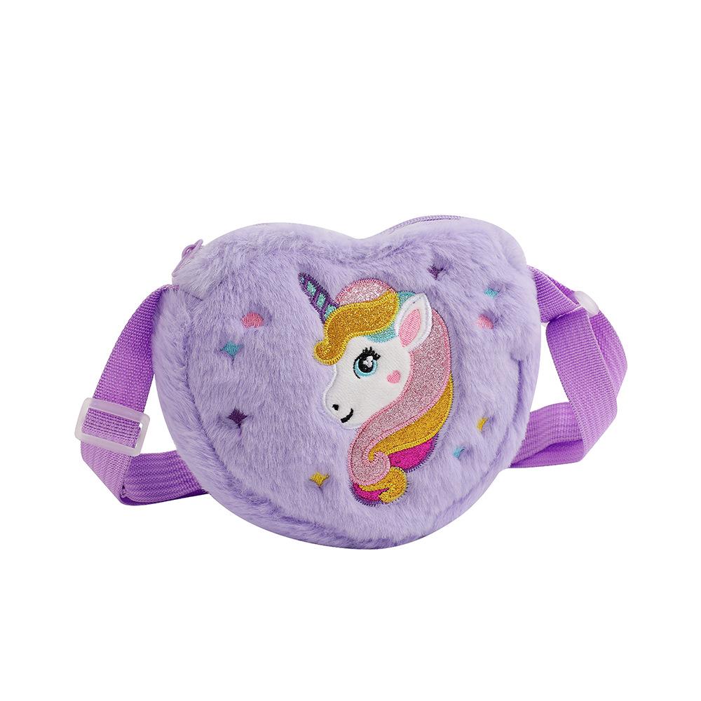 Kids' Unicorn Plush Crossbody Bag - Cute Heart Design for Girls