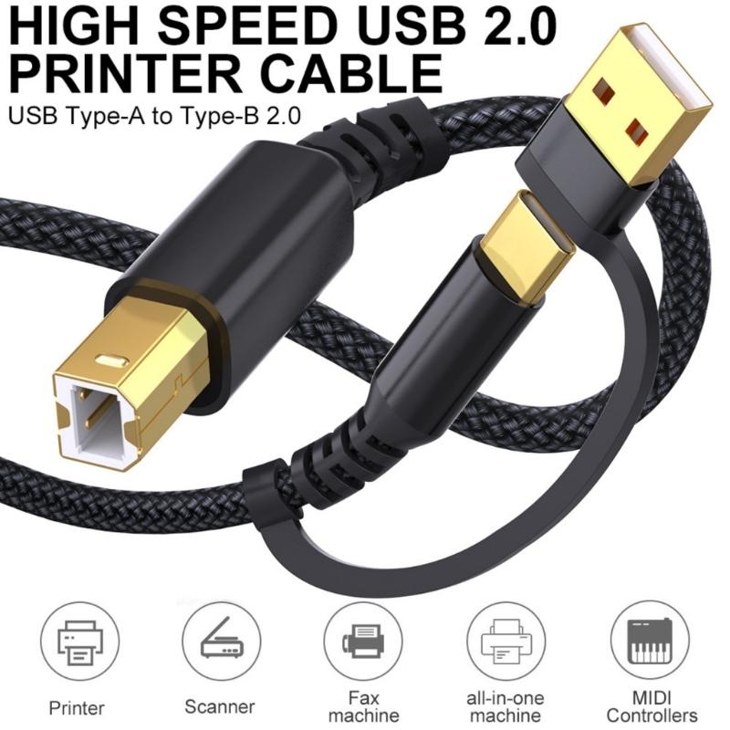 1m/2m/3.0m/5m USB Type C To USB B Data Cable Easy Connection Printers Scanners and Digital Pianos To Phones Tablets