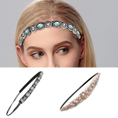 Beaded Elastic Headband Pull-free Hair Exquisite Craftmanship Hair Accessories Elastic Rhinestone Beaded Women Headbands for Girl
