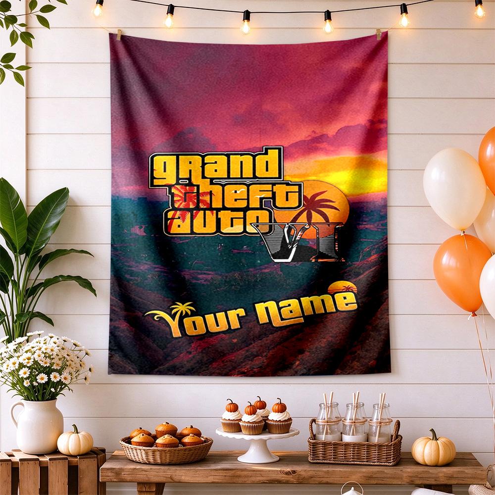 Gta Custom Wall Tapestry Cozy Personalized Tapestry Non-Fading Color Great for Dorm Room Four Seasons Decor Gift for Travel Home Birthdays