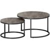 Industrial Nesting Coffee Table Set Of 2 Round Coffee Tables Living Room Table With Faux Marbled Top And Steel Frame