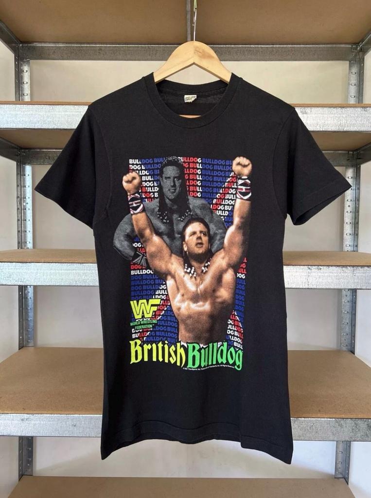 Vintage 1991 Brittisk Bulldog WWE WWF Brottning T-shirt Storlek M