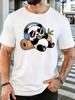 Cool Cartoon Panda With Headphones Sunglasses Unisexs Print T Shirt Fun Animal Graphic Tee Casual Short Sleeve Top Music Lover Gift