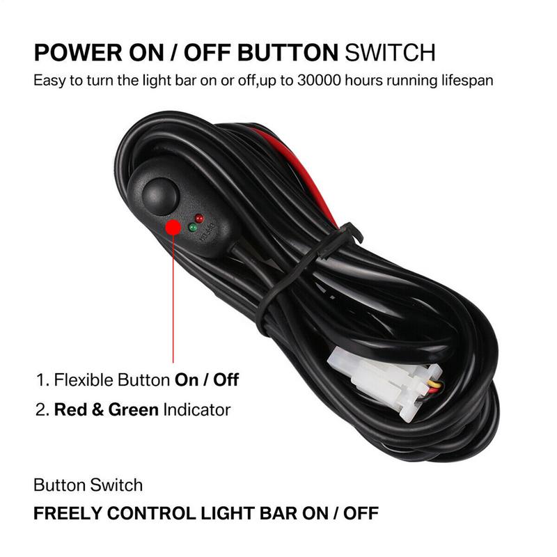 Wire Harness Harness Kit For Led Driving Light Strip Offroad Driving Work Electric 18Awg Waterproof Replacement Lightbar