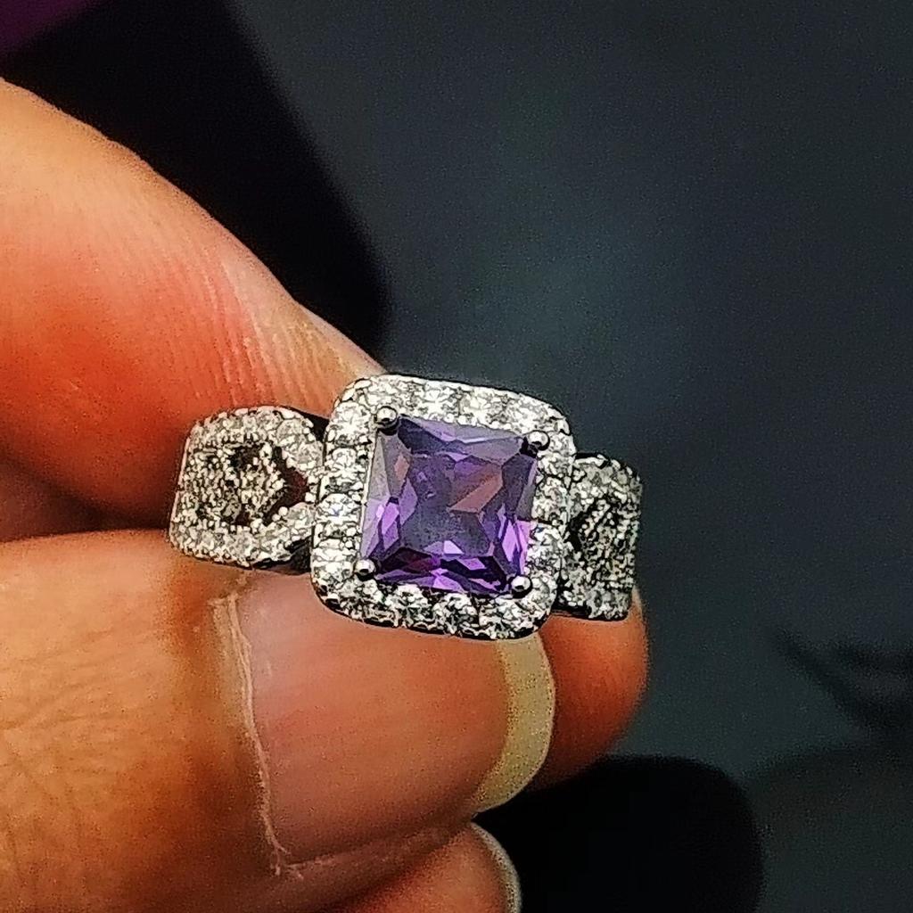 Fashion Accessories Princess Square Bag Zircon Jewelry Ring Women'S Diamond Ring Trend High Carbon Diamond Ring