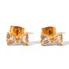 18k Gold Stainless Steel Earrings, Niche Light Luxury High-end Zircon Studs, Fashionable Versatile Ear Jewelry