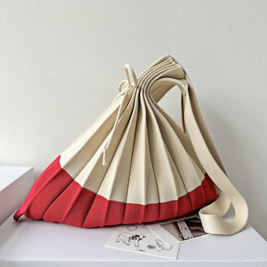 Faltbare Einkaufstasche Wiederverwendbar Akkordeon-Einkaufstasche Farbblock-Falten-Schultertasche für den Lebensmitteleinkauf Tägliche Besorgungen