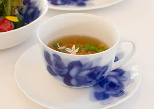[Okura Touen Washi Paper Wrapping] Blue Rose Janet Morning Cup & Saucer 59C/8110