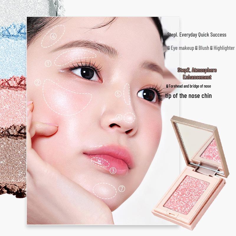 Novo Diamond Sparkle Eyeshadow & Blush: Melted Light Potato Mash, Multi-use Highlighter & Contour, Low Saturation