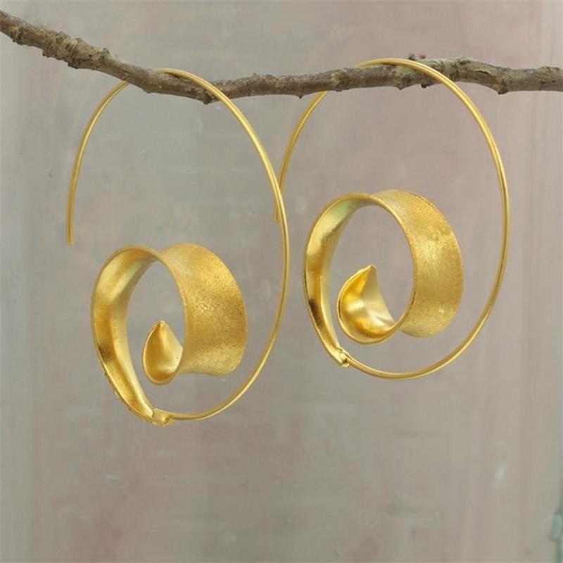 New Trendy Personality Round Spiral Leaf Earrings, Women Exaggerated Design Earrings Earrings, Fine Jewelry Acero Inoxidable