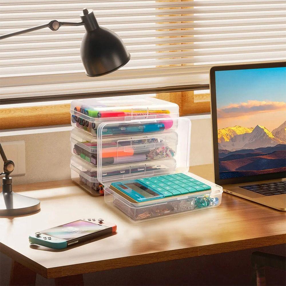 Large Capacity Pen Box Transparent Marke Pen Organizer High Quality Stationery Storage Box Gift