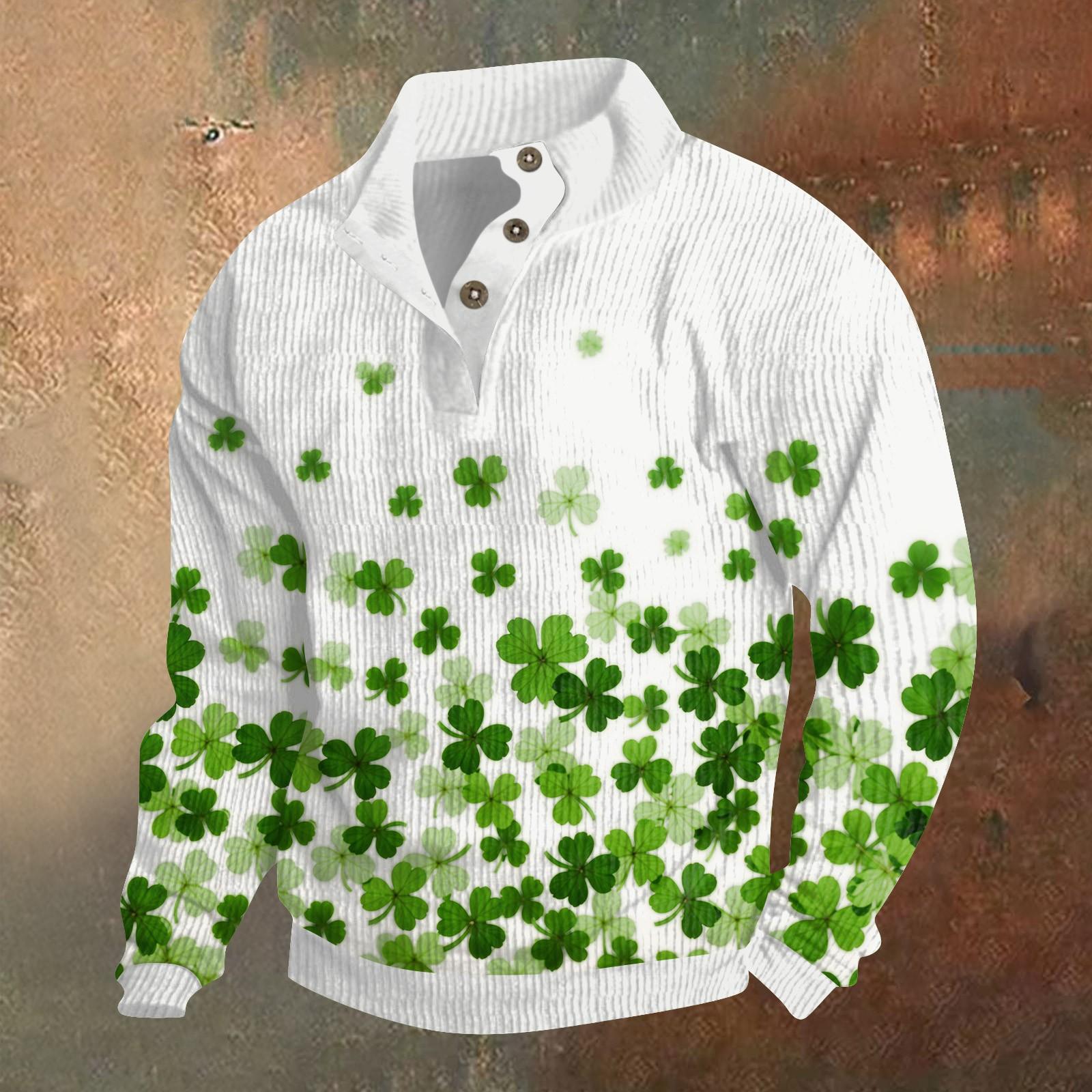 Knit Printed 3 Button - Corduroy Men s Standing Collar Pocket Sweatshirt Outdoor Casual Buttoned Sweatshirt L