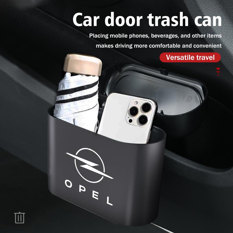 AAJA1 Car Door Trash Can ABS Auto Seat Back Storage Bin with Push Lid For Opel OPC Astra J H G K Insignia Corsa D B E Mokka Vectra B