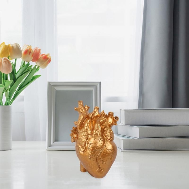Realistic Heart Sculpture Home Office Desk Ornaments Heart Figurine Creative Resin Heart Statue Miniature Heart Figurine