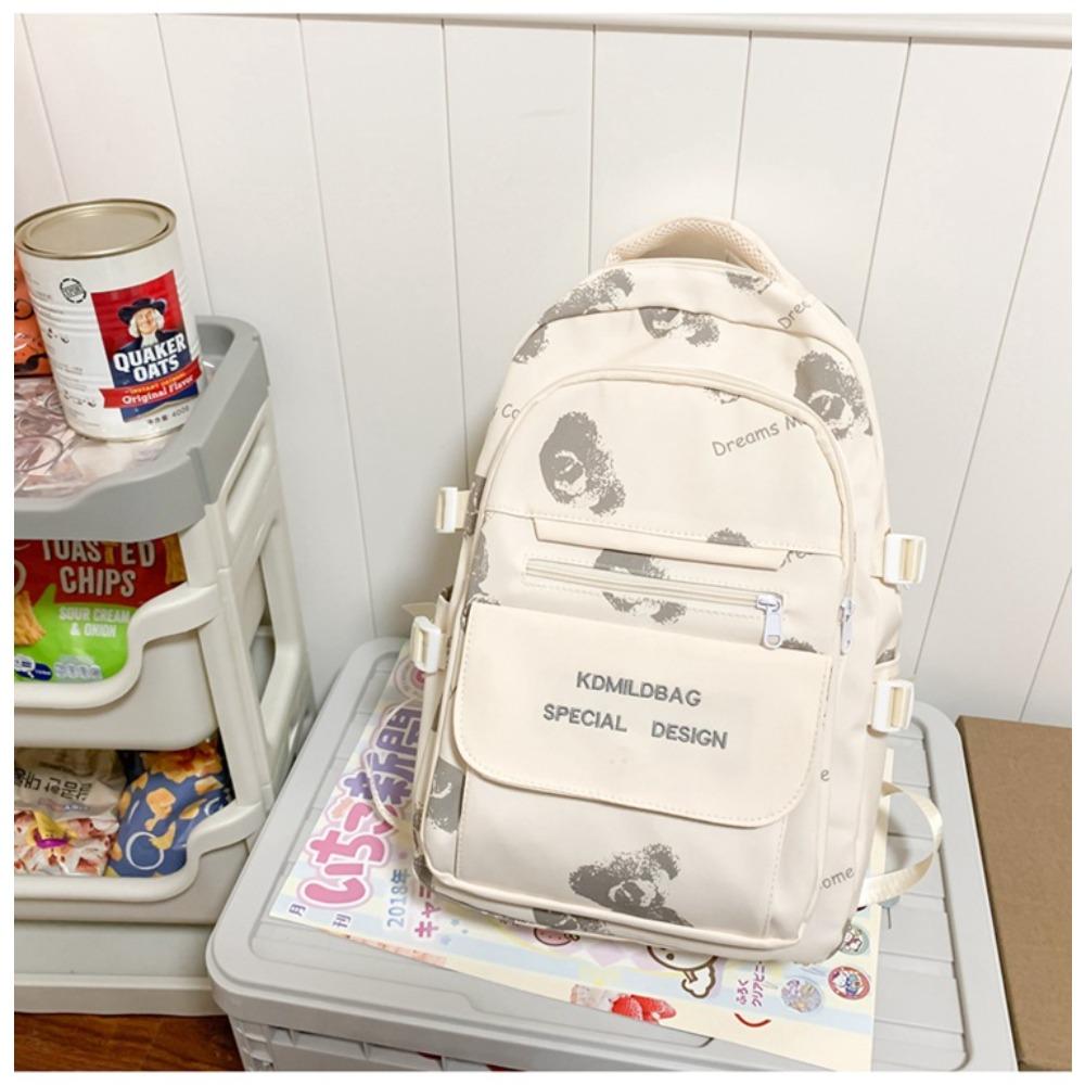 

Korean ins school bag female college student cute bear print backpack high school junior high school student large capacity backpack trend 30*16*44