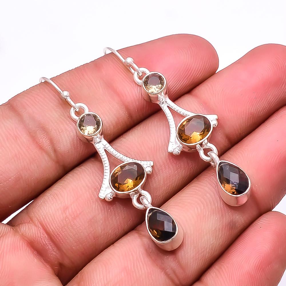 

Smokey Multi Collet 925 Sterling Silver Earring 2.03 E80463537