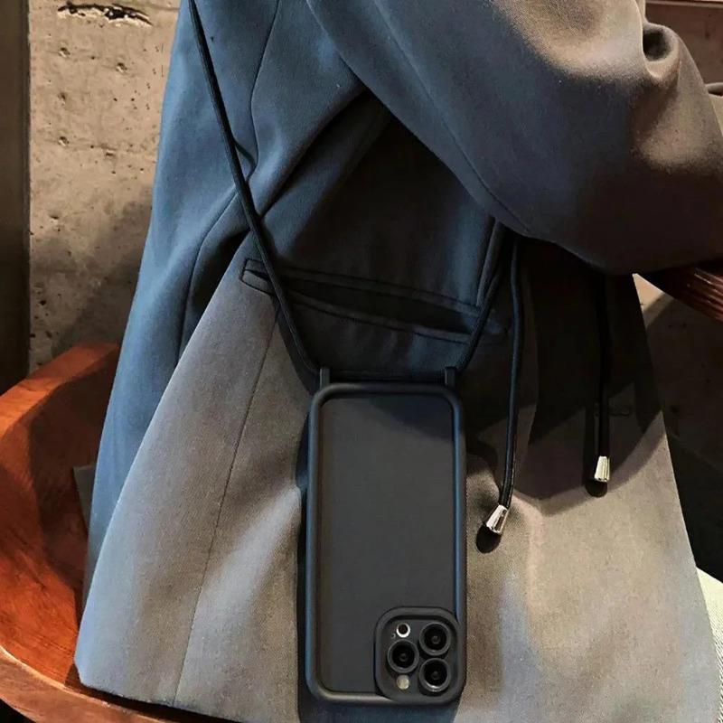 Crossbody Adjustable Lanyard Strap Rope Soft Case For iPhone 16 15 Pro Max 14 13 12 11 X XR XS 8 Plus Shockproof Silicone Cover