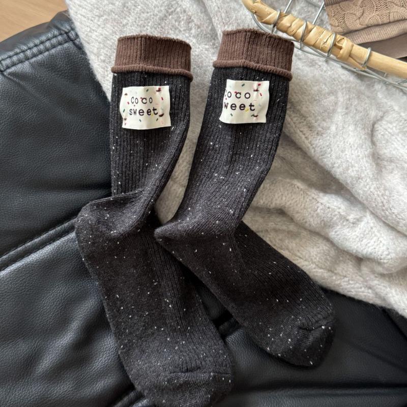 

Женские весенне-осенние тканевые носки из хлопчатобумажной пряжи с точечным узором 1 pair серый