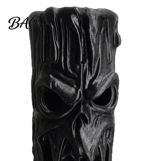 LED Lighted Horror Ornaments Halloween Tree Stump Skull Candle Holder, Spooky Face Tabletop Decor, Hollow Scary Holders Tealight Holder for Electronic