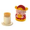 Toothpick Box Covered Dust-Proof Moisture-Proof Storage Box with Hand-Painted God of Wealth Design Red Robe Gold Crown Fortune Decorative Holder