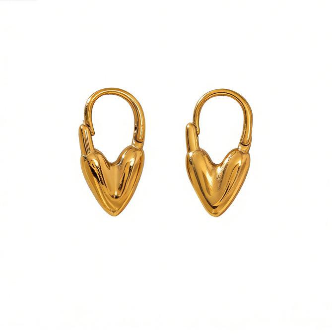 Paper Clip Fashion Love Earrings Stud Earrings Color Retention Gold Love Earrings None