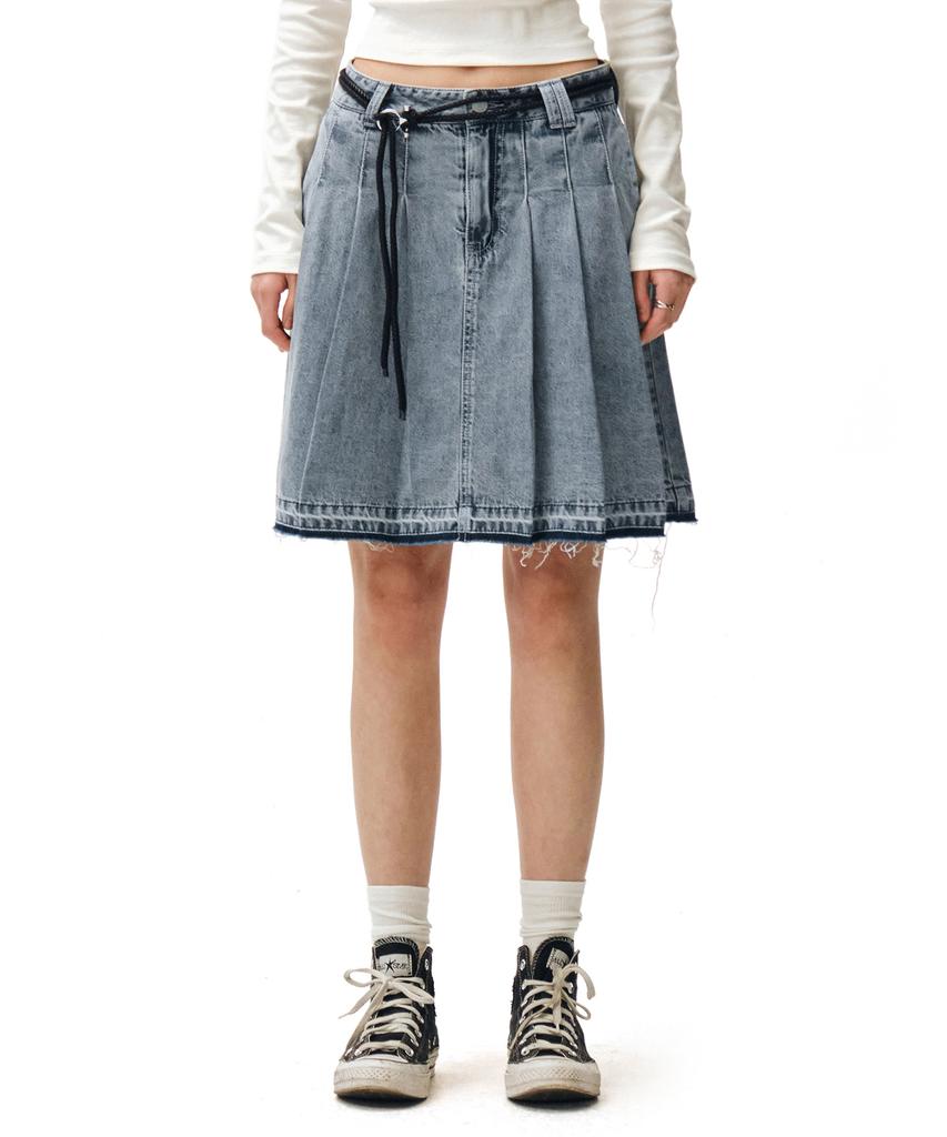 Deketeuumeon Front Pleats Midi Skirt Dcsk008Blue