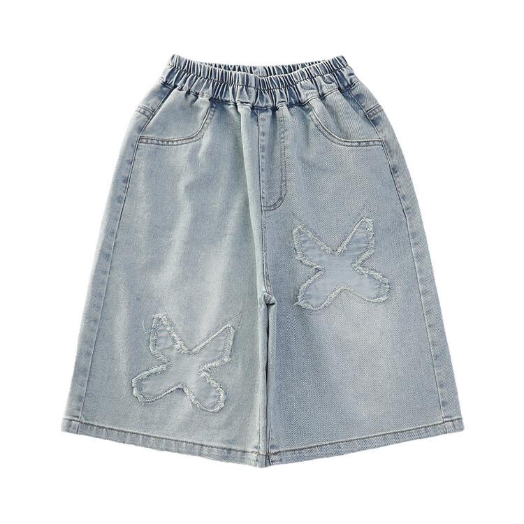 

Летние тонкие брюки, джинсовые шорты для девочек, шорты с завышенной талией, укороченные шорты, шорты для девочек, модная верхняя одежда 160