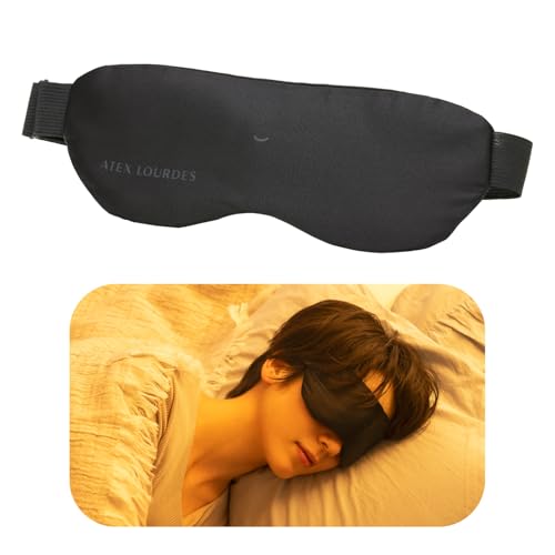 ATEX Eye Care Silk Heated Eye Mask, One Size Fits All, Cordless, Lourdes Eyes, Memehot, AX-HX130bk, Black, Made in Japan, Gift