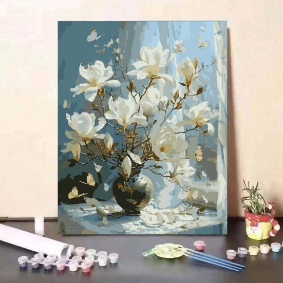 1 Set Adult DIY Oil Painting Kit with Wooden Easel DIY Paint by Number Kit Hands-on Ability Development Kit