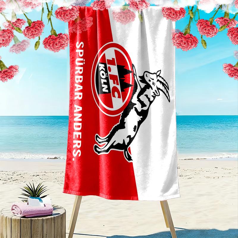 Toalha de Praia Estampada FC Köln, Toalha Grande Macia de Secagem Rápida para Praia Camping Natação