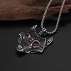 Vintage Celtic Style Red Eyes Wolf Head Pendant Necklace For Men Women Hip Hop Punk Copper Color Box Neck Chain Jewelry Gifts