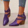 Women Shoes Sexy Pointed High Heeled Sandals Fashion Casual Leather Sandals Belt Buckle Design Women's Sandals Summer Cool Boots
