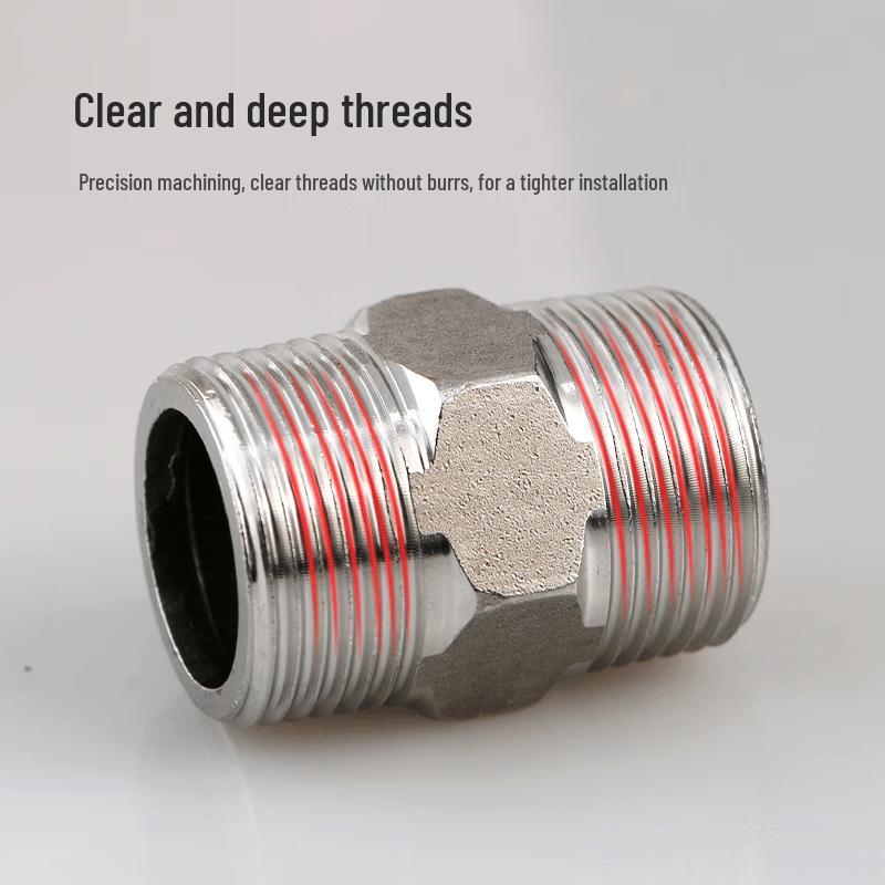 304 Stainless Steel Double Male Thread Pipe Connector (2-Pack)