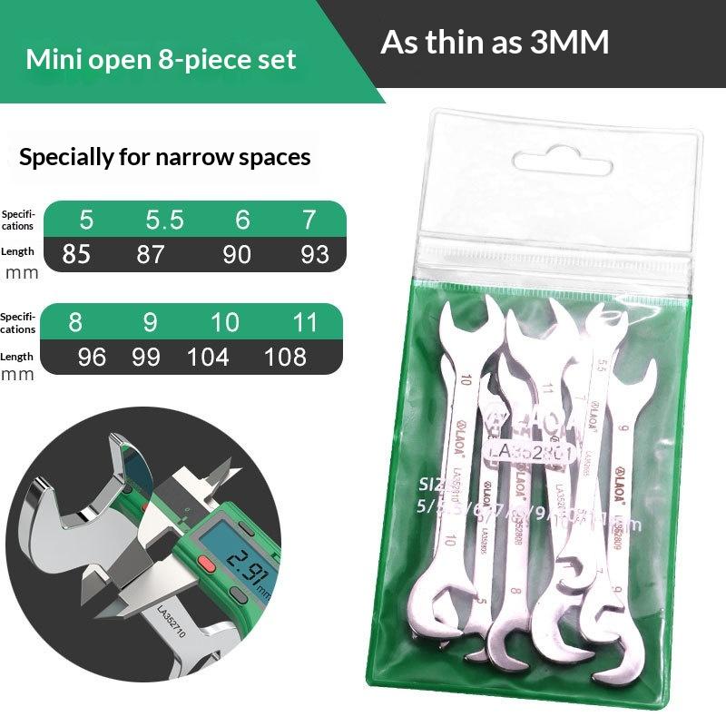 Mini Thin Double Open-End Wrench Stainless Steel Dual-Purpose Wrench 5 To 11 Mm Available Mini Dual-Purpose Wrench Set