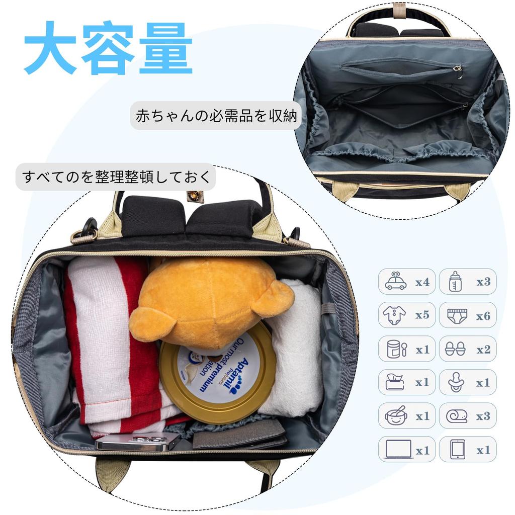 Large 16 Thermal USB Diaper Changing Stroller Abrasion Water Park Baby Shower Present [greentaya] Mother's Backpack, Capacity, Pockets, Pocket, Port,