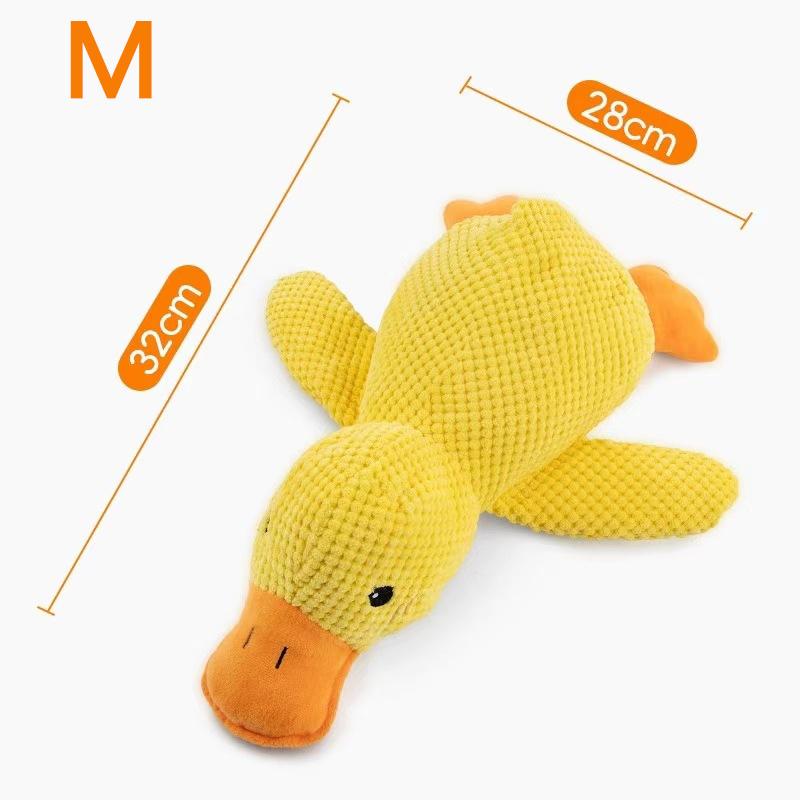Squeaky Dog Chew Toy Plush Yellow Duck Durable Bite-Resistant Pet Toy for Dogs Relieve Boredom Interactive Puppy Chew Toy