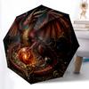 1pc Sturdy 8-Bone Auto Umbrella, Gray Background Purple Crystal Dragon Umbrella, Digital Printed, Foldable Umbrella for On-the-Go Outdoor Use