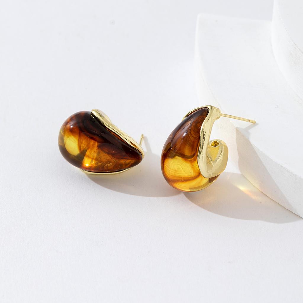 Maillard Clear Resin Stud Earrings Vintage Drop Shape Brown Acrylic Earring For Women  Jewelry Accessories