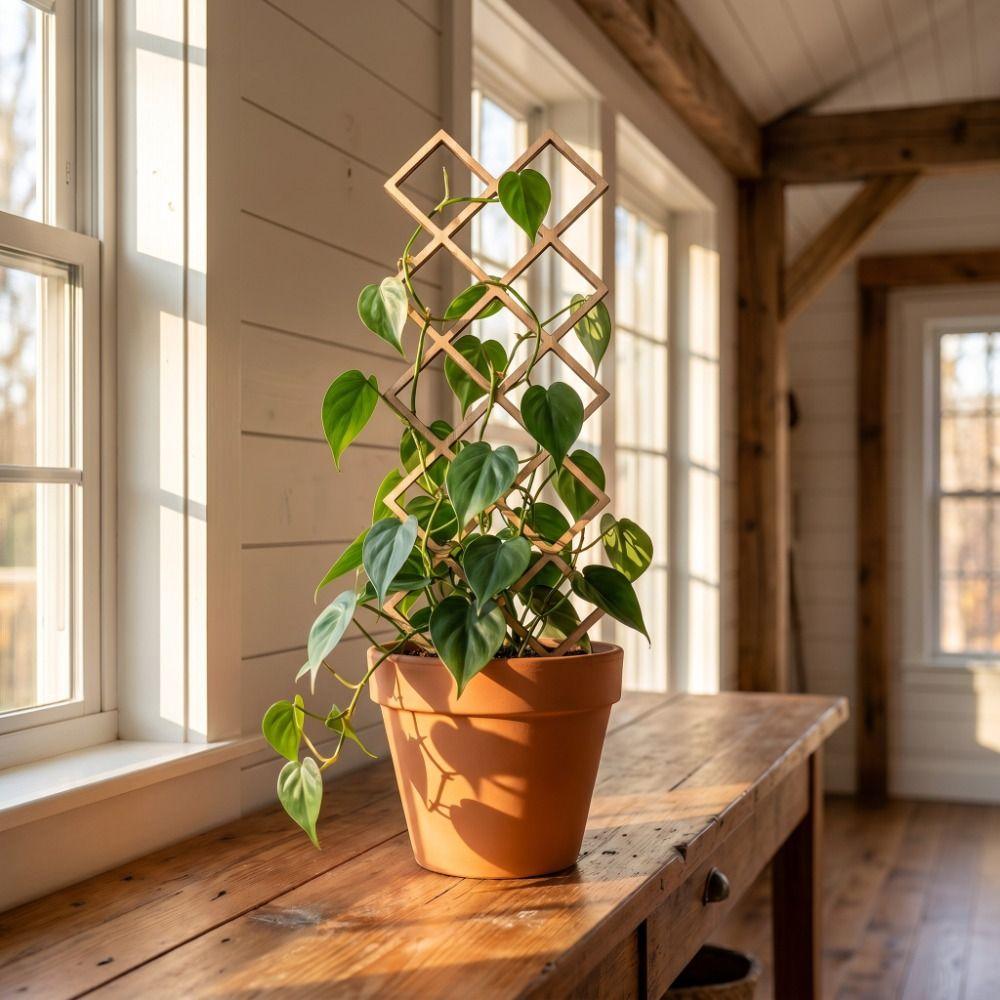 Wooden Garden Plant Trellis Hollow Out Flowers Vine Plant Support Rack Geometric Climbing Stand Potted Plant Climbing Rack