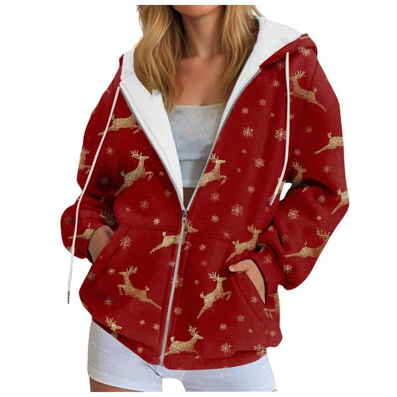 Fall Hoodies for Women Women's Sweatshirt Christmas Graphic Hoodies Casual Long Sleeve Loose Pullover Tops With Ladies Fall Tops