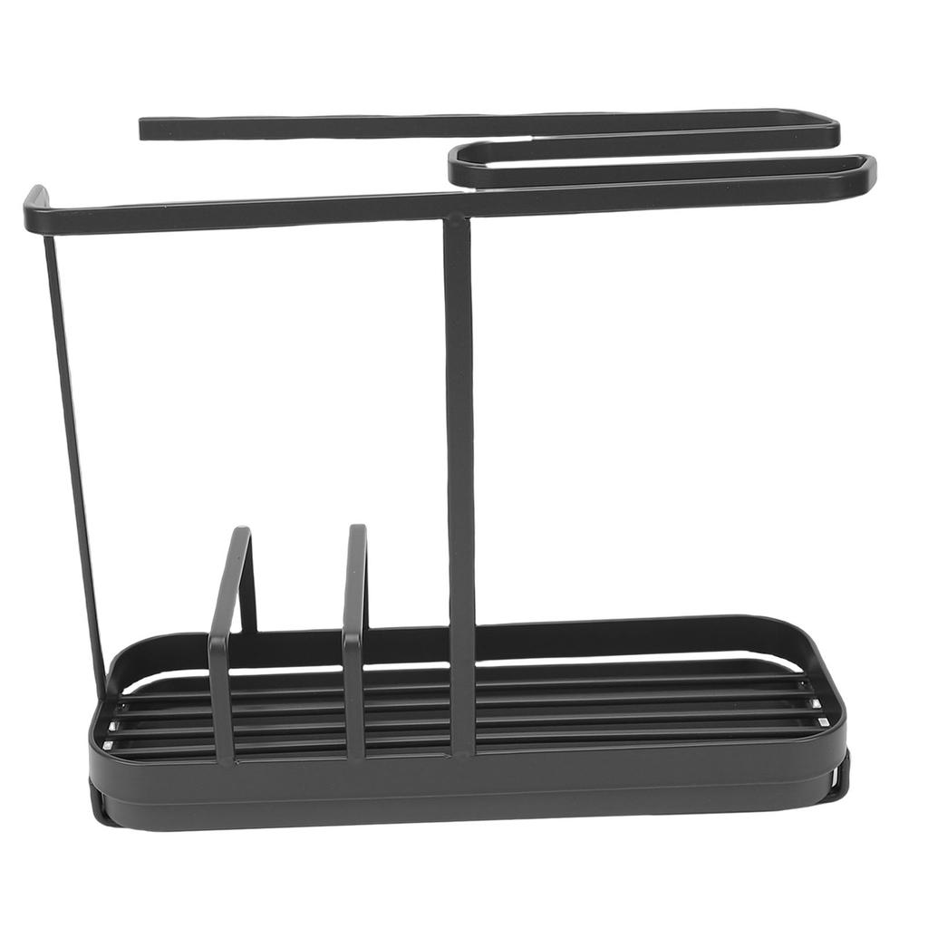 Kitchen Sink Multifunctional Metal Sponge Soap Brush Storage Rack with Towel Holder