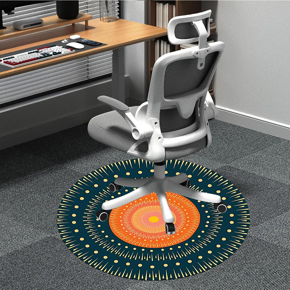 1pc Sunburst Mandala Office Round Area Rug, Indoor Mat Suitable For Office, Under Office Chairs Bedroom Living Room Home Decor, Room Deco