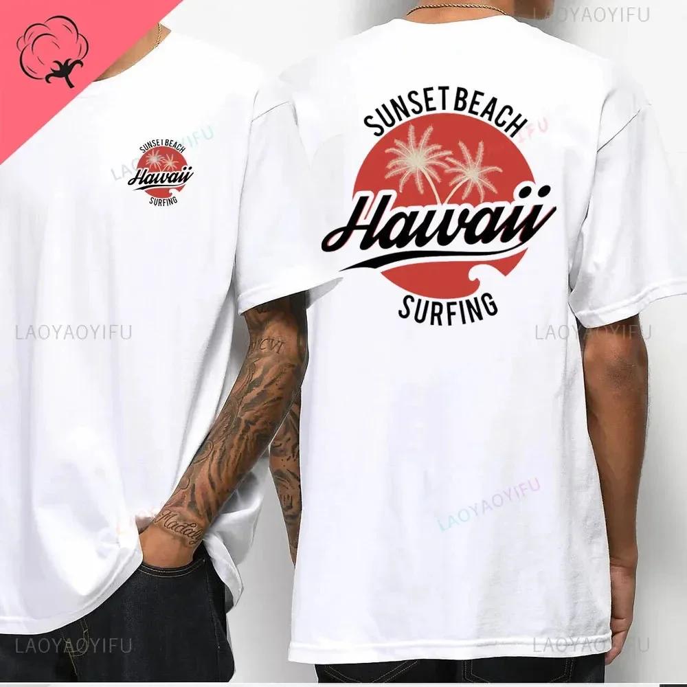 2025 Men Women Hawaiian Traditions North Shore Hawaii Surfing Cotton Short Sleeve T-shirt Comfortable Beach-style Surf Tee Tops