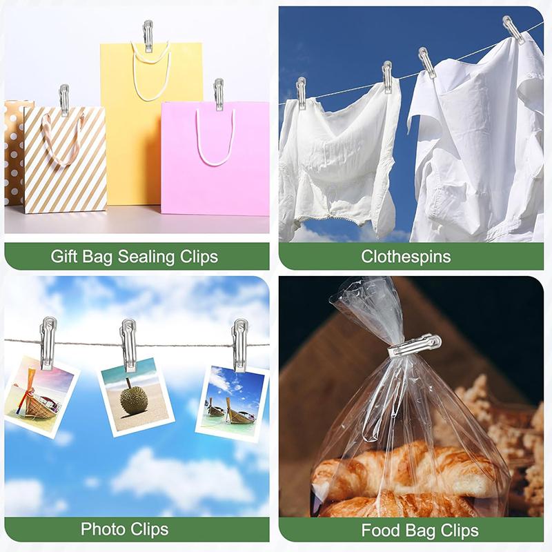 20Pcs Stainless Steel Laundry Clip Pool Beach Towel Clips Clothes Pins Garden Plant Grafting Clips Clothing Quilts Clamps