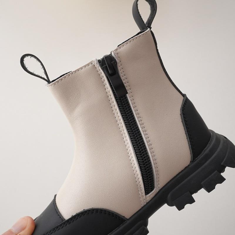 Herbst Winter Plüsch Kinder Kurze Stiefel Jungen Mädchen Kamin Stiefel Farblich Passende Gepolsterte Winter Schuhe