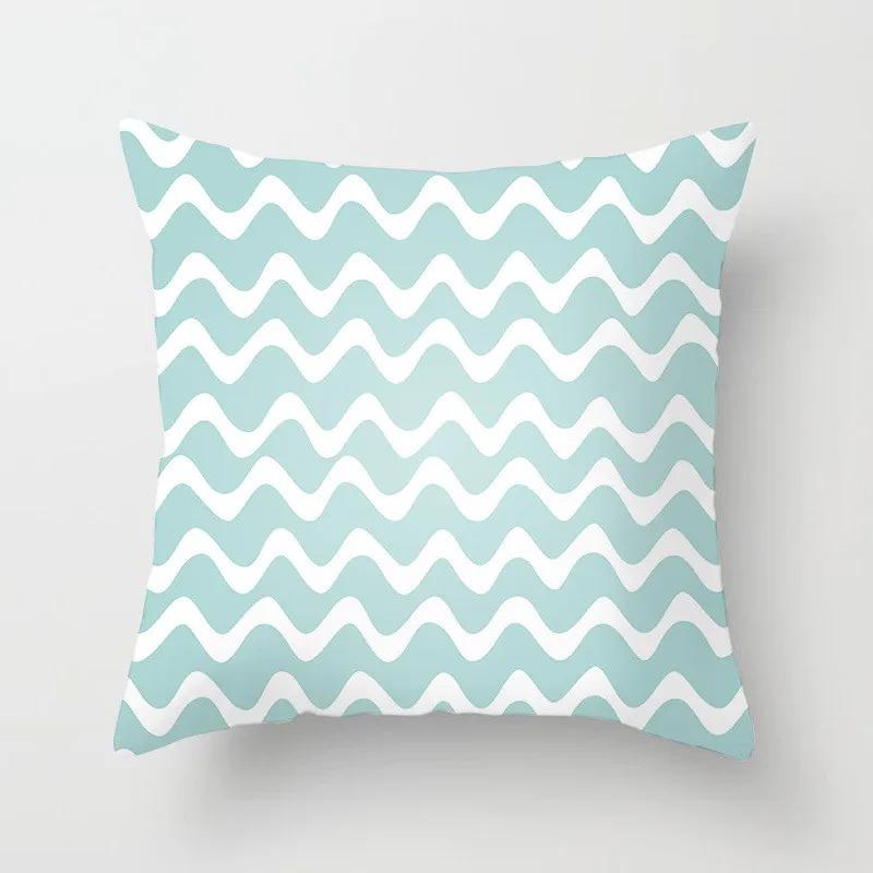 Mint Green Series Cushion Cover Home Living Room Sofa Decoration Geometric Print Pattern Square Pillowcase Bedroom Room