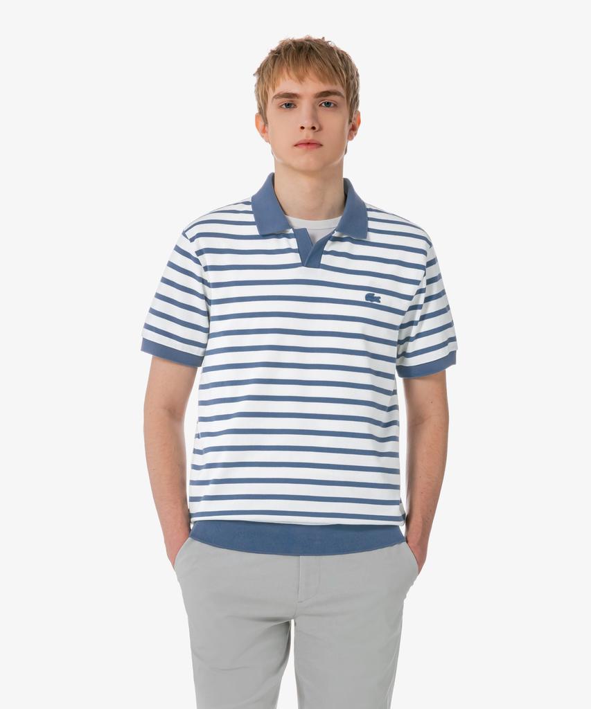 LACOSTE Men'S Contrast Neck Striped Short Sleeve Polo Shirt Ph486E-56G 776