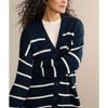 Striped Knitted Cardigan Autumn and Winter New V-neck Sweater for Women